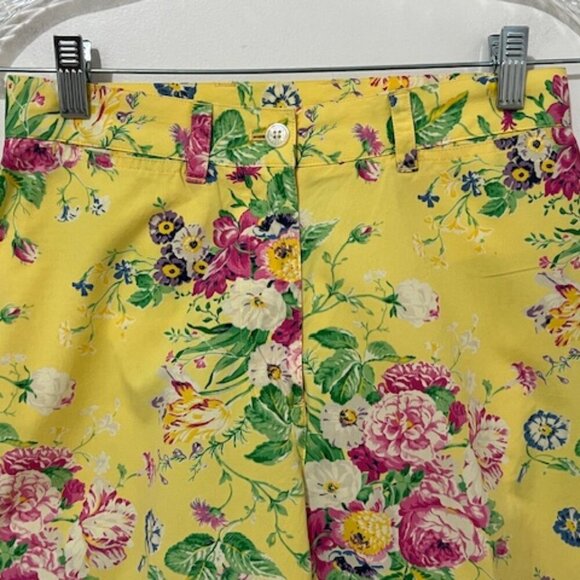 Lauren Ralph Lauren Yellow Floral Capri Cropped Pants Women's Size 4P - Picture 2 of 5